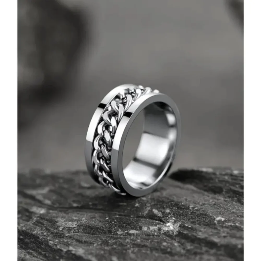 Spinner Fidget Ring Rotating Cuban Men/Women Stainless Steel NWT